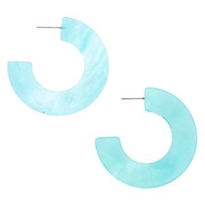 NEW Silver Resin Hoop Earrings - Turquoise NWT